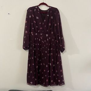 Ann Taylor Floral Pleated Flare Dress NWOT